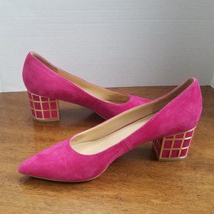 BRIAN ATWOOD 10M Hot Pink Karina Suede Cage Heel